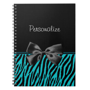 Trendy Black en Blauwgroen Zebra afdrukken met lin Notitieboek