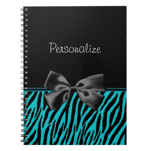 Trendy Black en Blauwgroen Zebra afdrukken met lin Notitieboek (Voorkant)