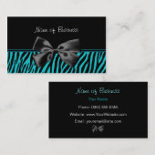Trendy Black en Blauwgroen Zebra afdrukken met lin Visitekaartje (Voorkant / Achterkant)