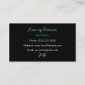 Trendy Black en Blauwgroen Zebra afdrukken met lin Visitekaartje (Achterkant)