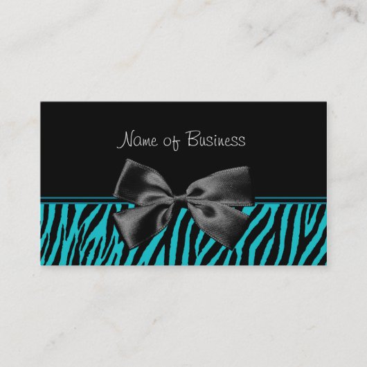 Trendy Black en Blauwgroen Zebra afdrukken met lin Visitekaartje (Voorkant)