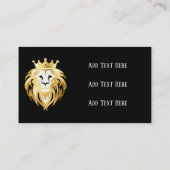 Trendy Black en Faux Gold Lion Head Logo Visitekaartje (Achterkant)