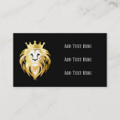 Trendy Black en Faux Gold Lion Head Logo Visitekaartje (Voorkant)