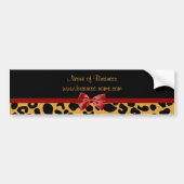 Trendy Black en Gold Leopard Print Red Ribbon Bow Bumpersticker (Voorkant)