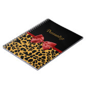 Trendy Black en Gold Leopard Print Red Ribbon Bow Notitieboek (Linkerzijde)