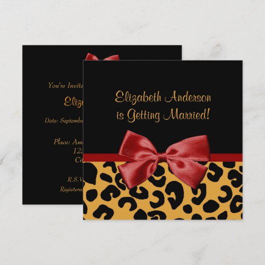 Trendy Black en Gold Leopard Print Vrijgezellenfee Kaart (Voorkant / Achterkant)