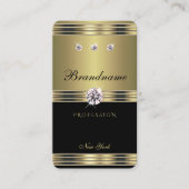 Trendy Black en Gold met Luxurieuze Faux Diamonds Visitekaartje (Voorkant)