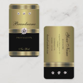 Trendy Black en Gold met Luxurieuze Faux Diamonds Visitekaartje (Voorkant / Achterkant)
