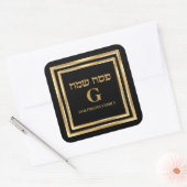 Trendy Black en Gold Pesach Sameach Passover Vierkante Sticker (Envelop)