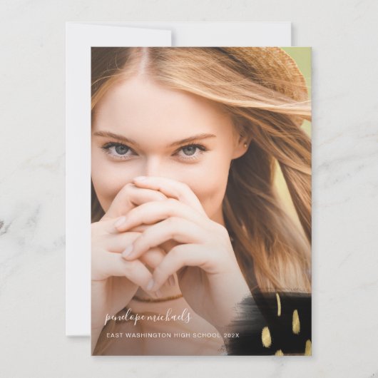 Trendy Black en Gold Splashes Graduation Party Kaart (Voorkant)