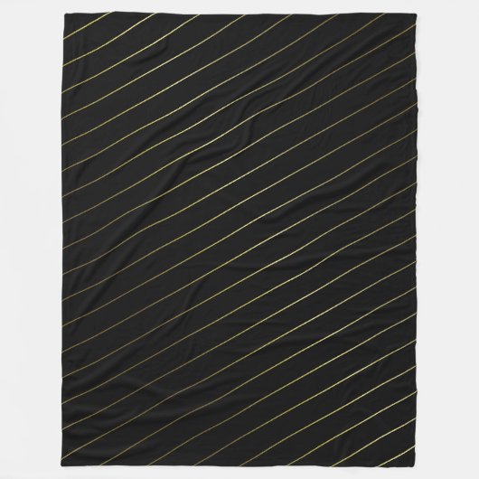 Trendy Black en Gold Striped Glamoureus Design Fleece Deken (Voorkant)