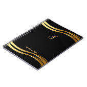 Trendy Black en Gold Style Script Monogramed Notitieboek (Linkerzijde)