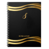 Trendy Black en Gold Style Script Monogramed Notitieboek (Voorkant)