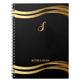 Trendy Black en Gold Style Script Monogramed Notitieboek