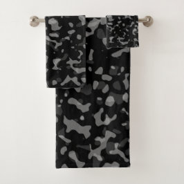 Trendy Black en Grey Camouflage Pattern Bad Handdoek