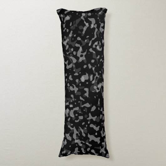 Trendy Black en Grey Camouflage Pattern Lichaamskussen (Voorkant Verticaal)