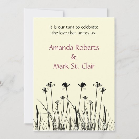 Trendy Black en Ivory Wedding Invitation Kaart (Voorkant)