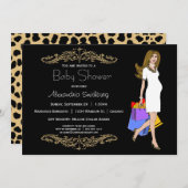 Trendy Black en Leopard Print Shoping Mammie Kaart (Voorkant / Achterkant)