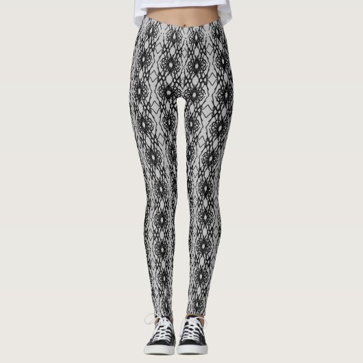 Trendy Black en Silver Grey Leggings (Voorkant)