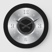 Trendy Black en Silver Grote Klok (Voorkant)