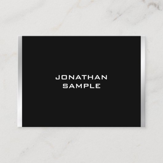 Trendy Black en Silver Modern minimalistisch desig Visitekaartje (Voorkant)