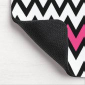 Trendy Black en White Chevron Pink met naam Muismat (Hoek)