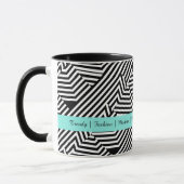Trendy Black en White Geometric Aqua Mode Mok (Links)