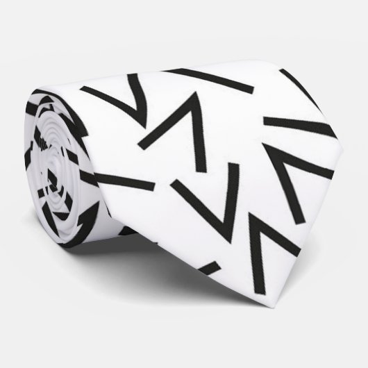 Trendy Black en White Geometric Design Stropdas (Opgerold)