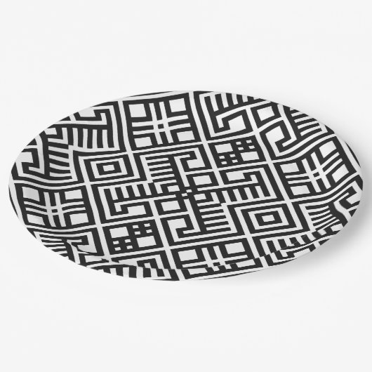 Trendy Black en White Geometric Pattern Papieren Bordje (Gekanteld)