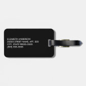 Trendy Black en White Geometric Stripes met naam Bagagelabel (Achterkant horizontaal)