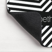 Trendy Black en White Geometric Stripes met naam Muismat (Hoek)