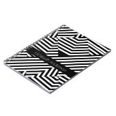 Trendy Black en White Geometric Stripes met naam Notitieboek (Linkerzijde)