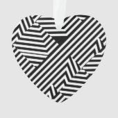 Trendy Black en White Geometric Stripes met naam Ornament (achterkant)