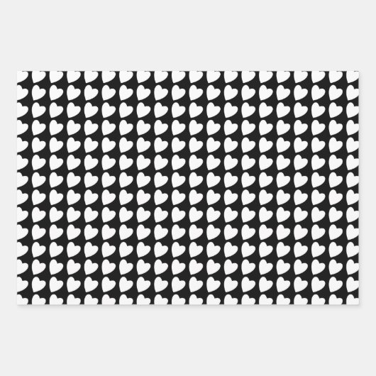 Trendy Black en White Heart Pattern Gradiënt Inpakpapier Vel (Voorkant 2)