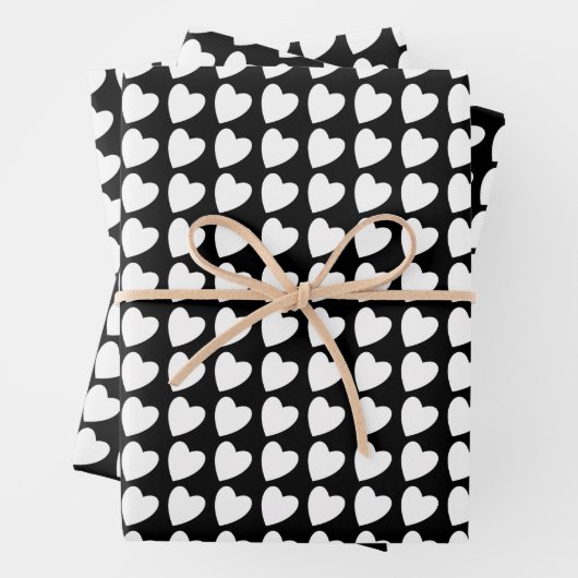 Trendy Black en White Heart Pattern Gradiënt Inpakpapier Vel (In situ)