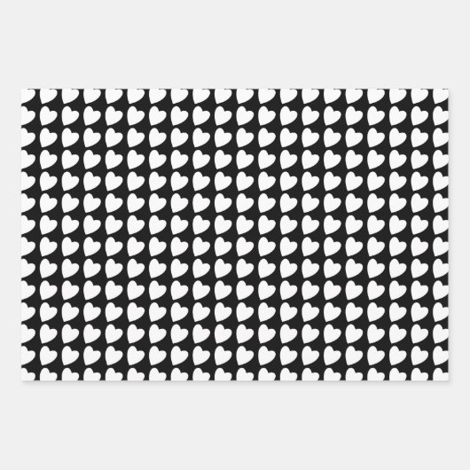 Trendy Black en White Heart Pattern Gradiënt Inpakpapier Vel (Voorkant)