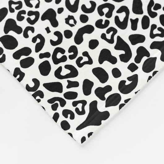 Trendy Black en White Leopard Print Animal Spots Fleece Deken (Hoek)