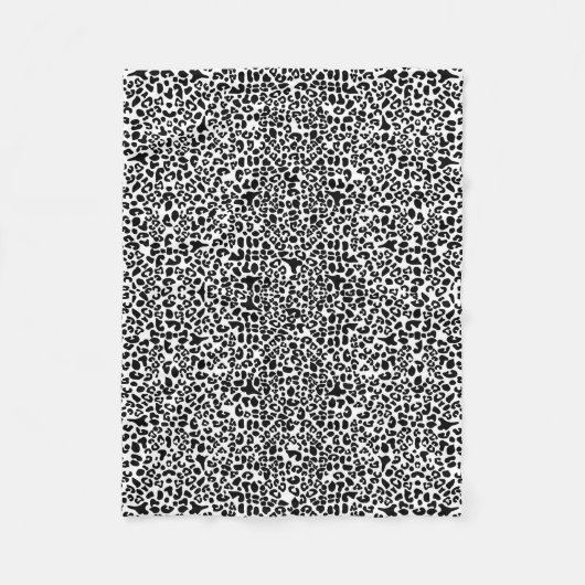 Trendy Black en White Leopard Print Animal Spots Fleece Deken (Voorkant)
