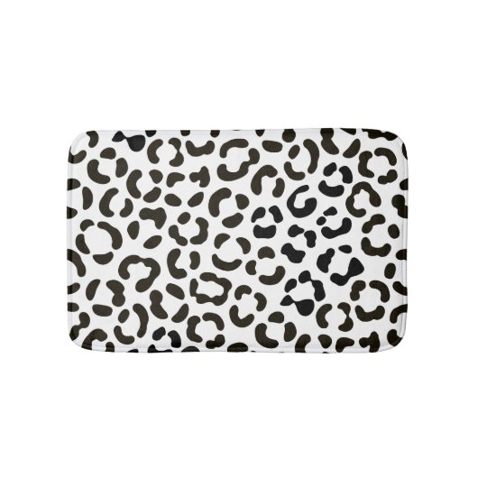 Trendy Black en White Leopard Print Pattern Badmat (Voorkant)