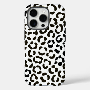 Trendy Black en White Leopard Print Pattern iPhone 16 Pro Hoesje