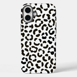 Trendy Black en White Leopard Print Pattern iPhone 16 Plus Hoesje