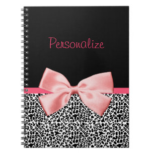 Trendy Black en White Leopard Print Pink Notitieboek