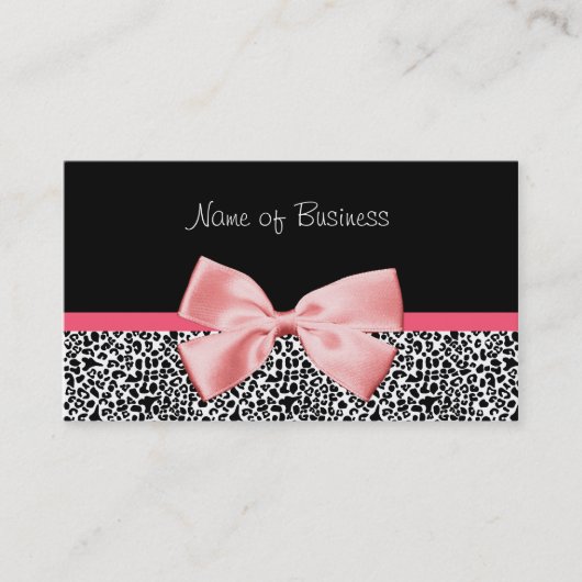 Trendy Black en White Leopard Print Pink Visitekaartje (Voorkant)