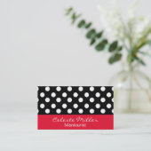 Trendy Black en White Polka Dots Visitekaartje (Staand voorkant)