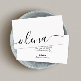 Trendy Black en White Script Calligraphy Business Visitekaartje