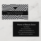 Trendy Black en White Stripe Certified Beautician Visitekaartje (Voorkant / Achterkant)