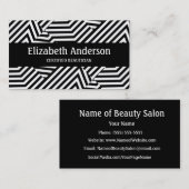 Trendy Black en White Stripe Certified Beautician Visitekaartje (Voorkant / Achterkant)
