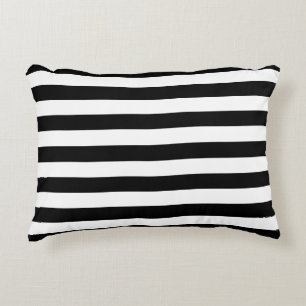 Trendy Black en White Wide Horizontal Stripes Accent Kussen
