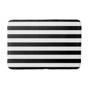Trendy Black en White Wide Horizontal Stripes Badmat