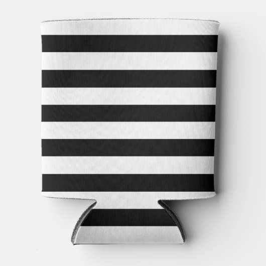 Trendy Black en White Wide Horizontal Stripes Blikjeskoeler (Voorkant)
